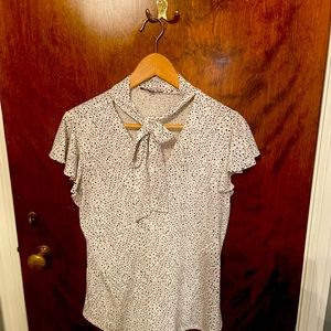 Adrianna Papell Polka Dot Tie Collar Blouse